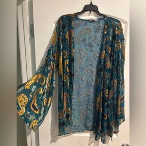 Teal and Gold Paisley Kimono
